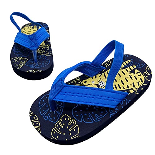 Kids Toddler Summer Girls Beach Flops Eva Strap with Adjustable & Flip Boys Shoes Girls Gold (Dark Blue, 3-4Years)3
