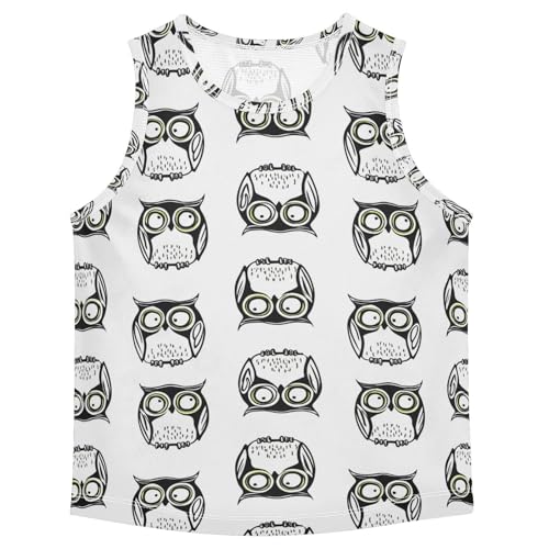 J JOYSAY Owl Black White Boys Tank Top Sleeveless Muscle Shirts Quick Dry Kids T-Shirts 3-15T