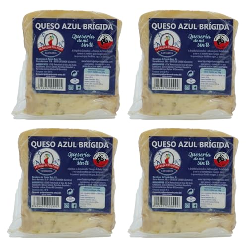 LA PASIEGA DE PEÑAPELADA Queso Azul Brígida, PACK 4 Cuñas 350 gr (aprox) Al vacío - Sabor Intenso y Cremoso - Elaborado con Leche Pasteurizada de Vaca - Calidad Artesanal Española