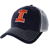 Barnesmith University of Illinois UIUC Illini Adjustable Trucker Hat Unisex Adult Relaxed Fit, Sideline Logo, Navy/White, One Size Fits All