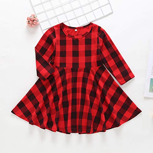 Toddler Baby Girls Christmas Buffalo Plaid Ruffle Deer Long Sleeve Smocked Dress Fall Winter Xmas Clothes Set (Black, 2-3 Years)