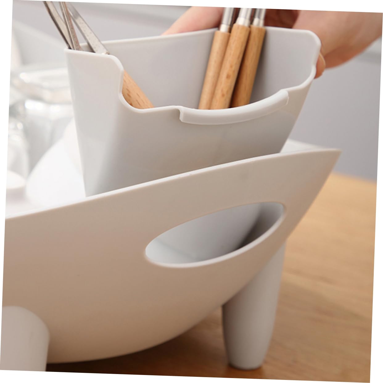 OFFSCH Storage Box Dish Drying Rack Pp Material Kitchen Storage Rack for Utensils and