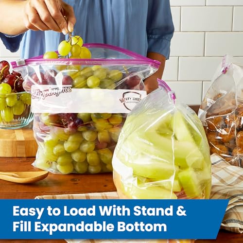 Image of Reusable Transparent Storage Bags with Slider Zip Lock | 15 Large Size (12 inchx14.5 inch with 5 inch Bottom) | Ziplock Pouch or Bag for Clothes, Shoes, Saree & Travel Packing | Space Saver Zipper Pouch