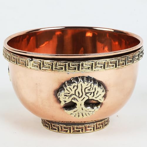 Indian Consigners Small Altar Witchcraft Serving, Offering or Smudging Bowl Copper Home Decore Incence Holder (Tree Of Life Bowl)