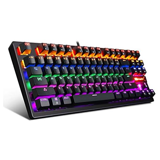 Mechanical Keyboard 87 Keys Small Compact Multicolour LED Backlit - MK1 Wired USB Gaming Keyboard with Blue Switches, 100% Anti-Ghosting, Metal Construction, Water Resistant for Windows PC Laptop Game