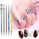 5 Pcs Nail Art Brushes, Double Ended Brush and Dotting Tool Kit, Including Nail Liner Brush and Nail