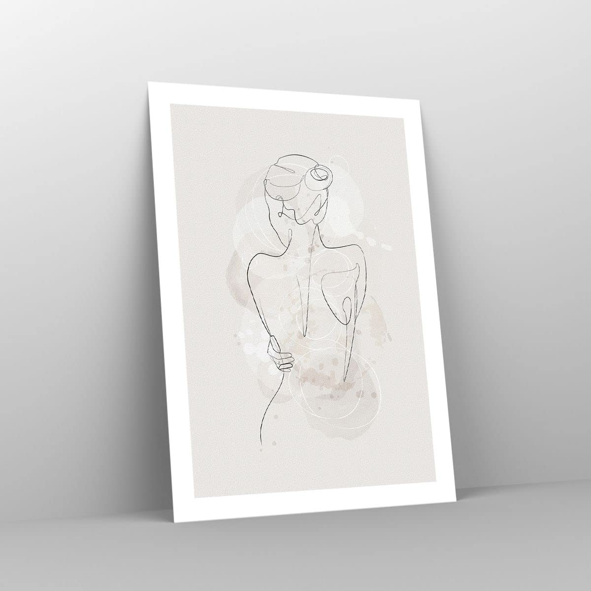 Poster Wandbild Kunstdruck 50x70cm Abstrakt Schwarz-Weiß - 5090 - P2B | Frau Zurück Vertikal mit schwarzem Rahmen Wohnzimmer Schlafzimmer Küche Büro Wanddeko Kunstposter ARTTOR