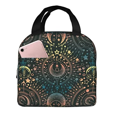 Echoserein Magical Astrology Moon Star Lunch Bag Insulated Lunch Box Reusable Lunchbox Waterproof Portable Lunch Tote For Women Men Girls Boys Cover