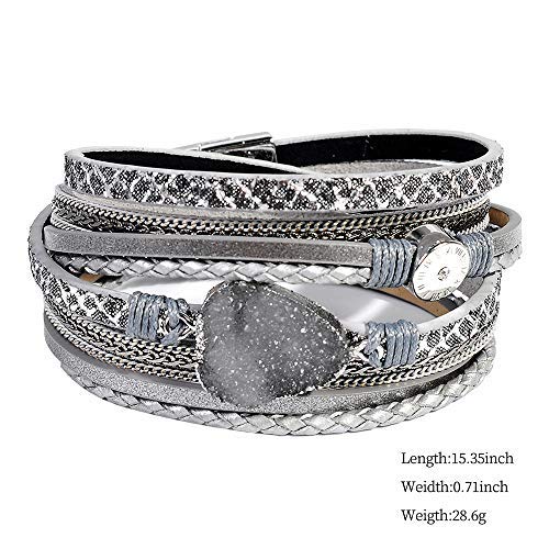 Leather Wrap Bracelet For Women - Handmade Clasp Bangle Bracelet With Pearl Beads Crystal Wristbands Jewelry Gift For Lady, Lover And Mother #TOP5