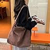 HiTotes Wildleder-Tragetasche, große Wildledertasche, Herbst-Geldbörse, Hobo-Tasche für Damen, Slouch-Tasche, Wildledertasche, Hobo-Handtasche, Arbeitstasche, coffee, 40cm #1