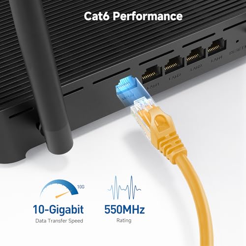 Image of Cable Matters 10Gbps Snagless Cat 6 Ethernet Cable - 14ft, Cat 6 Cable, Cat6 Cord, Ethernet Cord, Yellow