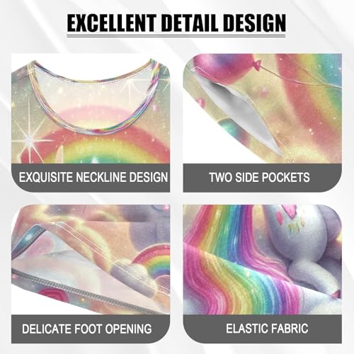 Unicorns Valentines Pinkish Pajama Set Short Sleeve PJ Set Cotton Summer Pajamas Sleepwear Soft 5Y4