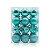 AMS 2.36''/60mm 24ct Christmas Balls Tree Pendants Shatterproof Ornaments Seasonal Decorations for T