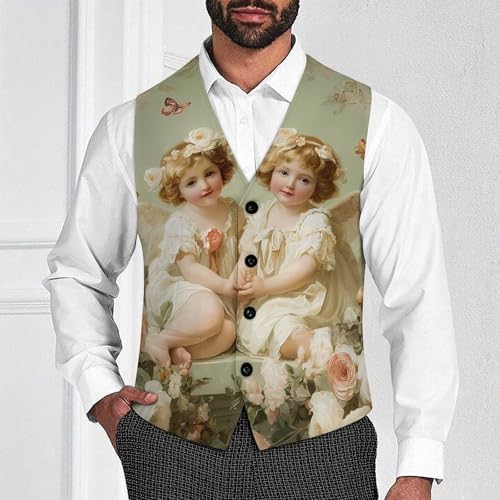 Angels-Floral Men's Suit Vest Slim Fit Business Dress Party Pattern Waistcoat Vest Top2