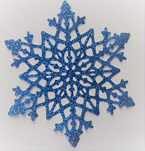 SAFIRMES 3 x Copo Estrella Nieve Azul termoadhesiva Hotfix Glitter Bling DIY 9,5 cm