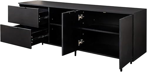 Miniatura 6 de Soporte moderno con luces LED, mesa consola multimedia con centro de entretenimiento de almacenamiento con cajón, gabinete de TV para hasta 75