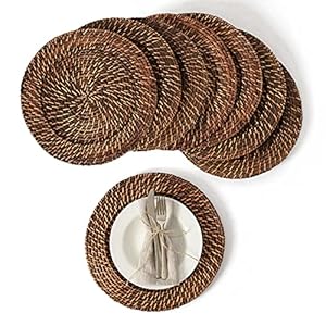 Artera Wicker Rattan Charger Plates – Set of 8, 13 inch Round Woven Plate Holder, Decorative Service Plates for Home, Professional Fine Dining Perfect for Events & Dinner Parties