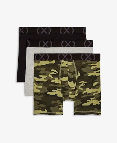 2(X)Ist Cotton Stretch Men's Underwear No Show Boxer Briefs 6" Inseam 3 Pack (As1, Alpha, M, Regular, Regular) Multi Color #TOP1