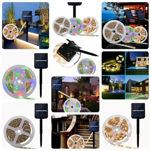 Tira LED solar exterior blanca cálida flexible 500 cm miniatura 1