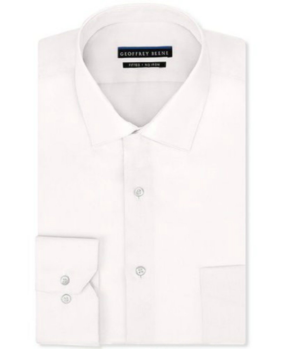 Geoffrey Beene Fitted Dress Shirt White (Point Collar)