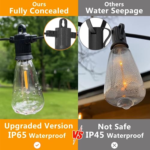 ZOTOYI LED Lichterkette Außen, 45M Lichterkette Außen Strom IP65 Wasserdicht mit 73+3 ST38 Plastik Birnen, Warmweiß Outdoor Lichterkette für Garten Terrasse, Partys, Hochzeit, Festival – Bild 3