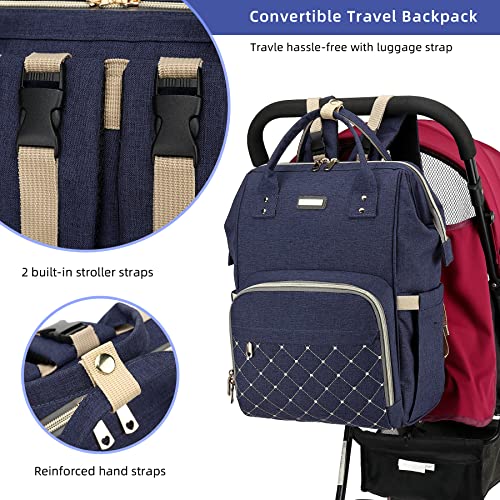 Image of Diaper Bag Backpack, Diaper Bags for Baby Girls Boys, Baby Bags for Moms Dads, Nappy Changing Bag with Insulated Pockets,Multi-functional Waterproof Backpack with Stroller straps-Blue
