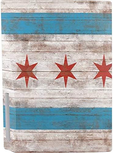 Skinit Decal Gaming Skin Compatible with PS5 Console - Chicago Flag Dark Wood Design