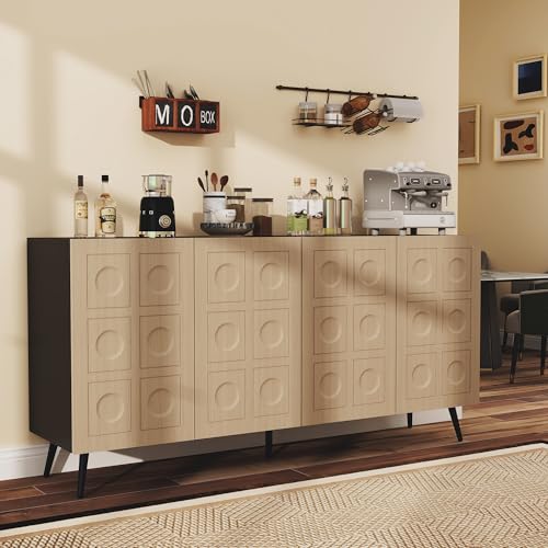 Mhsatyrs Long Credenza Storage Cabinet: 63" Oak and Black Buffet