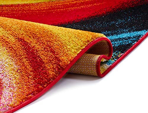 image for Well Woven Aurora Multi Red Yellow Orange Swirl Lines Modern Geometric