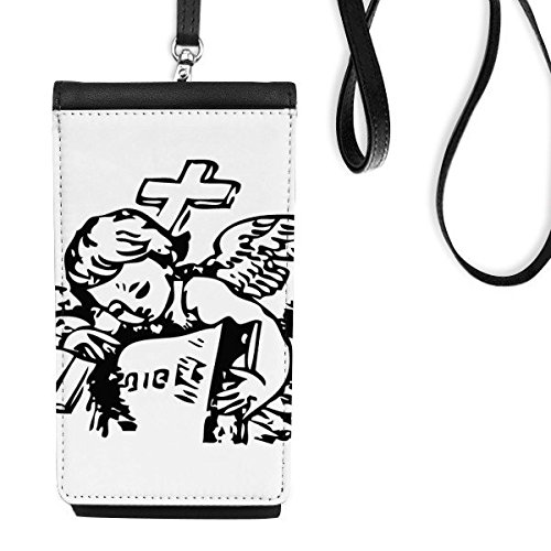 Sac téléphone en cuir noir avec illustration artistique Sainte-Croix Église