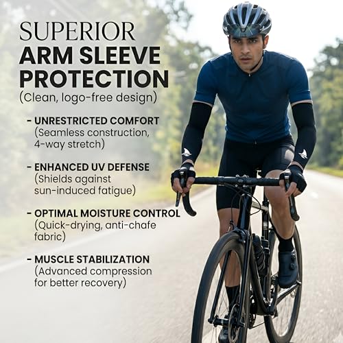 Image of Compression Arm Sleeves, UV Protection, Moisture Wicking, Athletic Performance Sleeves for Sports, Running, Training.