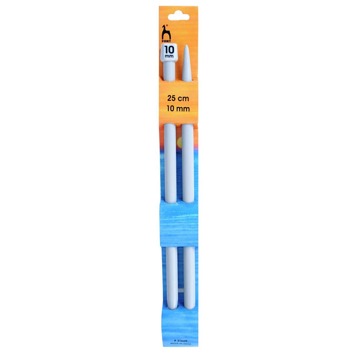 Pony Plastic Knitting Pins/ Knitting Needles 25cm long - 10mm