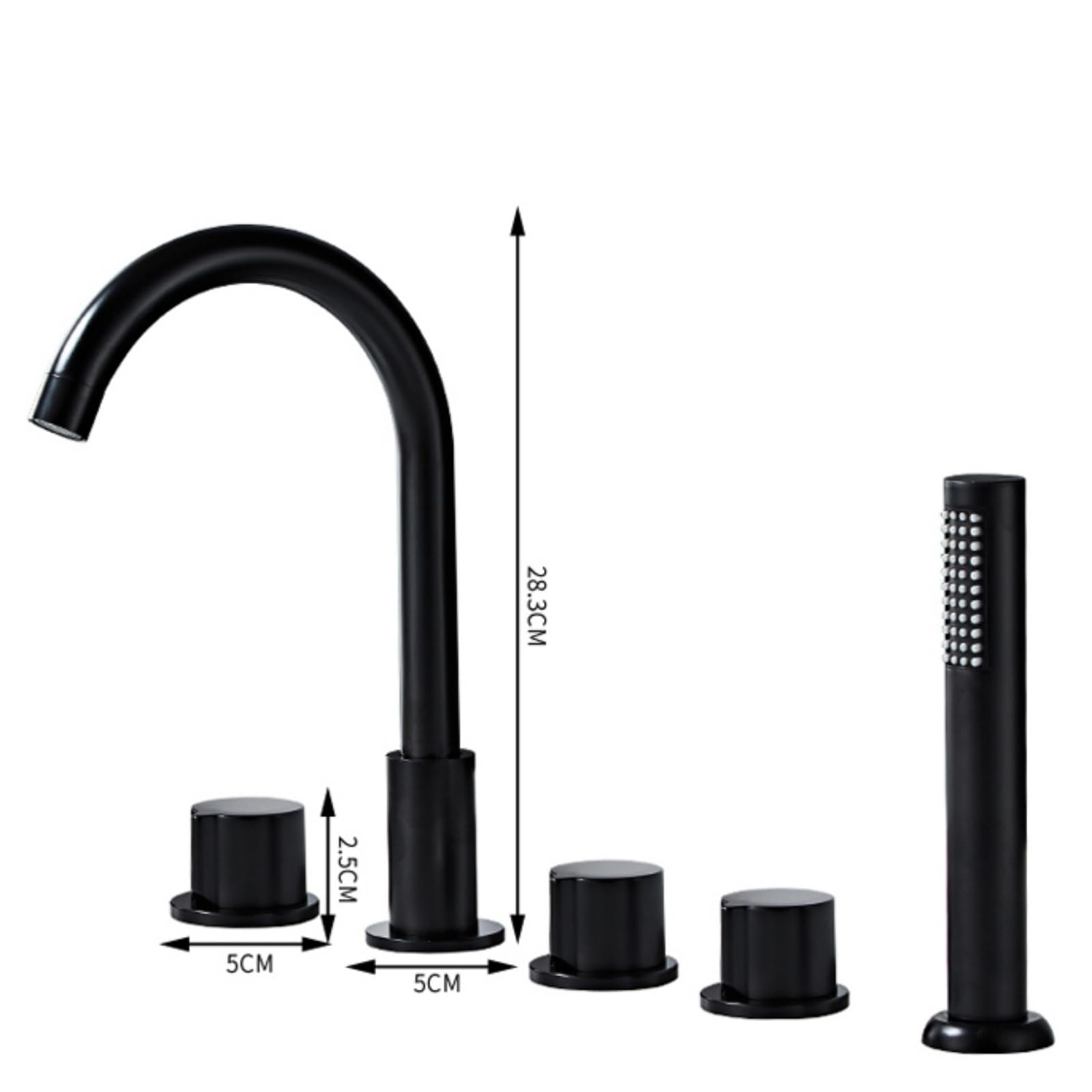 Juego De Grifo De Baño 5 Orificios, Mezclador Bañera Cromado con Ducha, Cabezal Giratorio 360 Grados, Mezclador Baño Doble Palanca, a Lwx