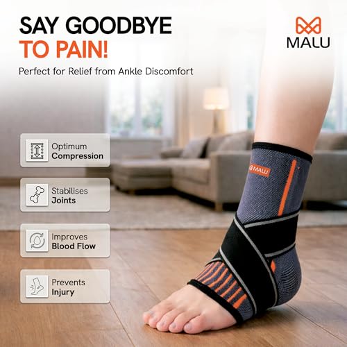 Image of Ankle Support Brace for Pain Relief | Ankle Binder /Strap for Foot Care, Sprains, Injuries, Swelling & Sports Support | Adjustable Foot & Ankle Stabilizer for Men and Women- Grey (S)