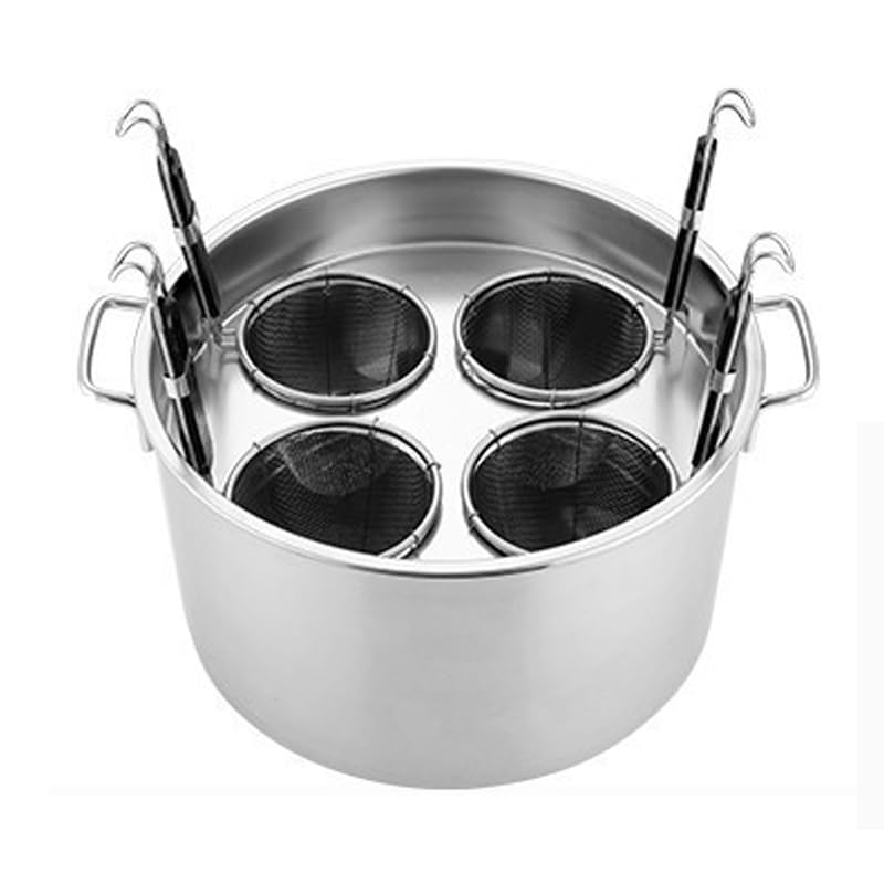 QUSYZD Herramienta para cocinar Pasta 3 en 1 con cestas coladoras insertables, Ideal para Pasta, Fideos, albóndigas y Sopa, 4 Agujeros,4 Holes