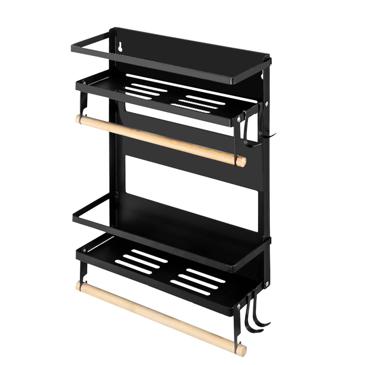 Étagère à Épices Magnétique Pliable Organisateur de Rangement pour Réfrigérateur Étagère Latérale Porte-Serviettes en Papier à Rouleau Étagère de Cuisine (2 Tier)