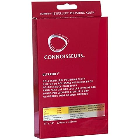 Connoisseurs Gold Jewellery Polishing Cloth | Ultrasoft Jewellery Cleaning Cloth to Clean, Buff & Restore Shine - 100% Cotton Fiber - 28 x 35cm Cover