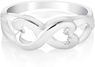 925 Sterling Silver Classic Infinity Endless Love Heart Symbol Band Engagement Ring Size 6, 7, 8 - coolthings.us