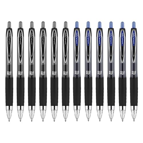 Stylos gel Uniball Signo 207 noirs et bleus pour organiser vos prises de notes