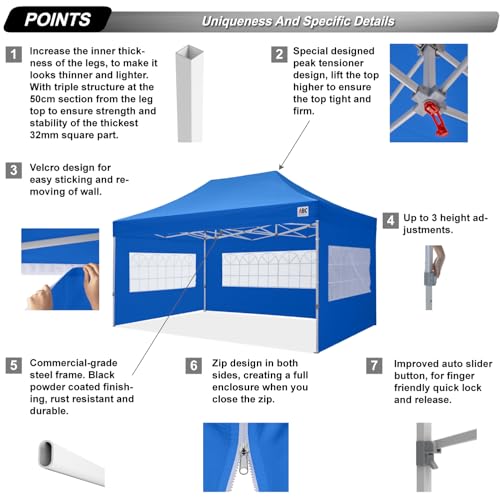 Image of ABCCANOPY Pop up Canopy Tent with Elegant Church Window 10X15,Royal Blue