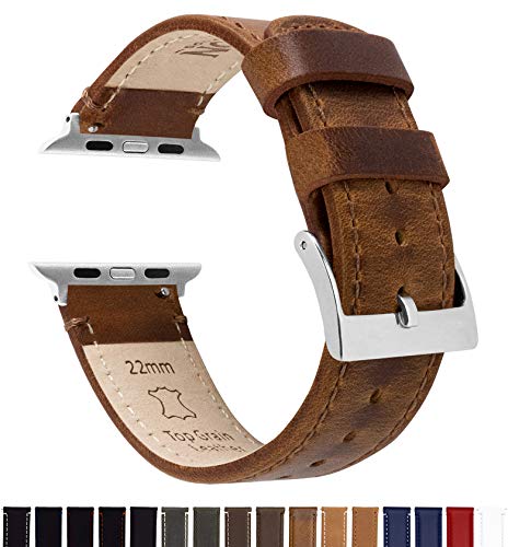 Image of BARTON WATCH BANDS - Top Grain Leather Watch Bands Compatible with Apple Watch Models - 1, 2, 3, 4, 5, 6, 7, 8, 9, 10, SE, Ultra & Ultra 2