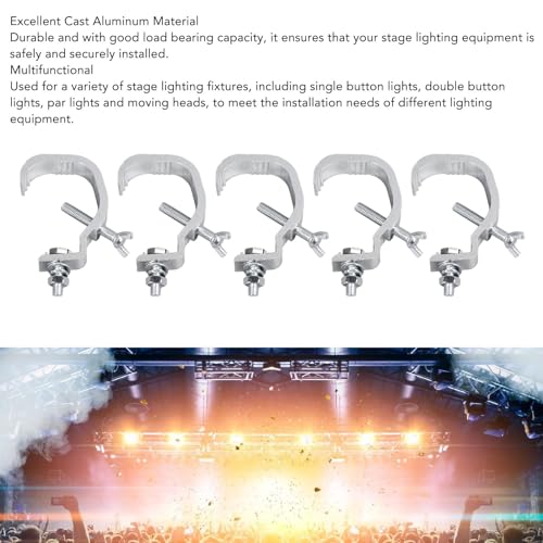 Abrazaderas de Luz de Escenario, Aleación de Aluminio, Gancho Tipo C, 30-52mm, para Iluminación DJ, Luces Par, Focos, 10 Unidades