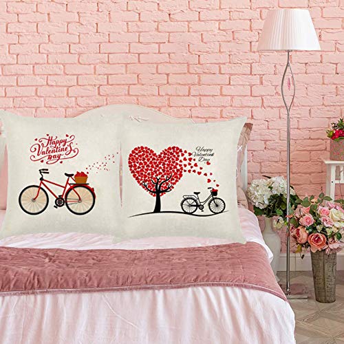 Housse de coussin Saint-Valentin 45x45 cm en coton lot de 4 - 4
