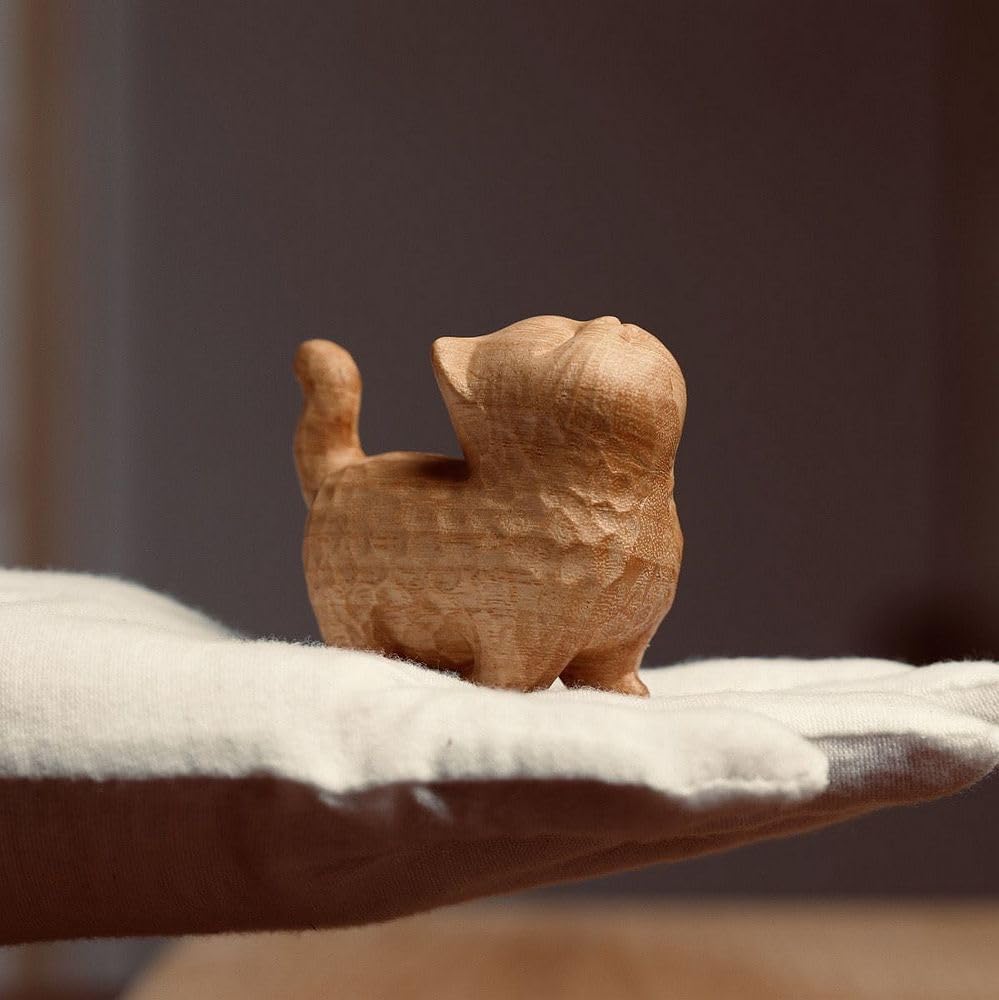 Hand Carved Wooden cat Figurine Animal Carving Statue Office Desk Study Home Decor 2'' (Walking Cat) - Image 7