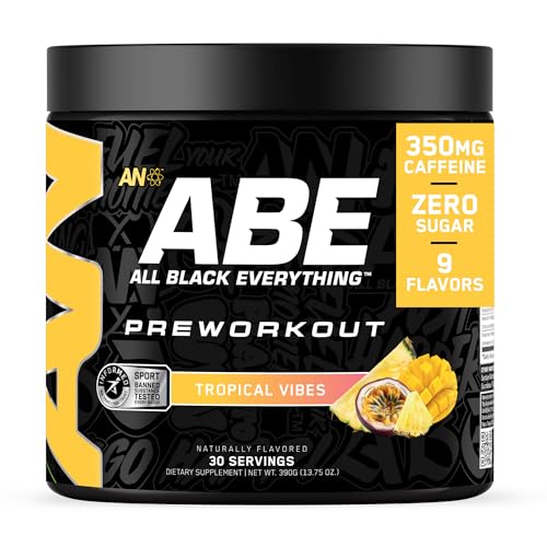 All Black Everything Pre-Workout Powder | Preworkout Energy Drink Mix | 350mg Caffeine | Beta Alanine & Citrulline | Energy Supplement for Men & Women | Tropical Vibes | 30 Servings