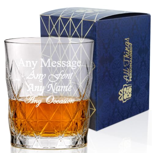 Personalised Engraved 345ml Keops Whisky Glass Personalise with Any Message for Any Occasion Stylize with a Variety of Fonts Gift Box Included Laser Engraved