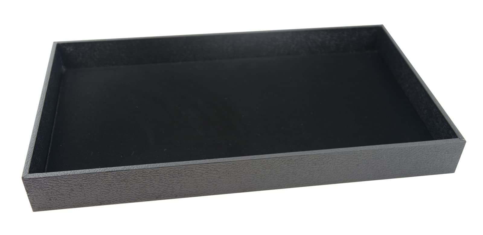Box Displays White,Black 1.5 Inch Deep Black Leatherette Textured Tray With Choice Of Jewellery Ring Earring Cufflink Gem Pot Show Pad Display Insert (Tray With Black Velvet Pad)