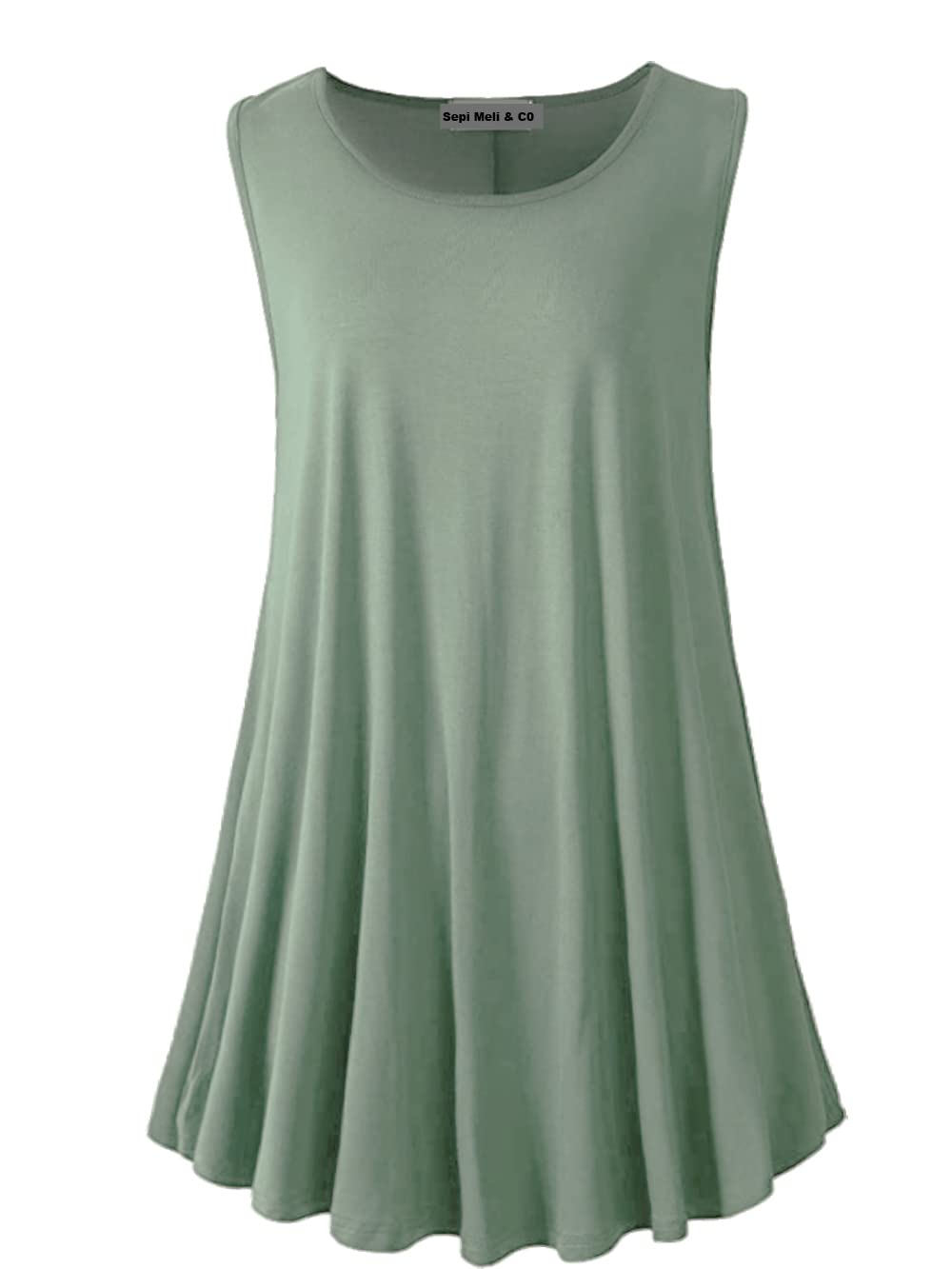 Sepi Meli & Co. SepiMeli Sleeveless Tunic Tank for Women – Flowy Swing Top, Soft Casual Shirt for Summer & Layering (M–XL)