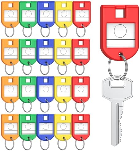 Uniclife 20 Stück 5 cm robuste Kunststoff-Schlüsselanhänger in 5 sortierten Farben