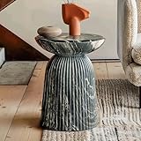 Studio London Maddox Side Table – Gray Faux Marble End Table with Compact Marble Effect Stone – Roman-Inspired Decorative Accent Tables for Patio, Living Room or Outdoor Use